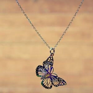 New Indio Jewelry Rainbow Butterfly Titanium Necklace #7003